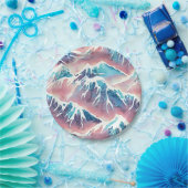 Retro Snowy Pastel Mountains Pappteller (Party)