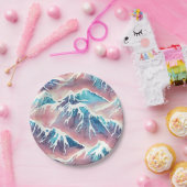Retro Snowy Pastel Mountains Pappteller (Party)