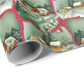 Retro Snowy Weihnachtshäuser  Geschenkpapier (Rolleneckpunkt)