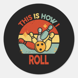 Retro So rolle ich Bowling S Kinder Kleinkind Bo Runder Aufkleber