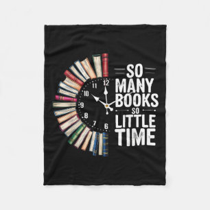 Retro so viele Bücher wenig Zeit Buchuhr lesen Fleecedecke