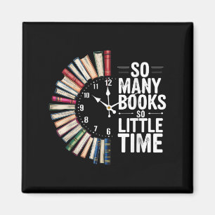 Retro so viele Bücher wenig Zeit Buchuhr lesen Magnet
