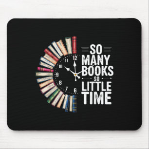 Retro so viele Bücher wenig Zeit Buchuhr lesen Mousepad
