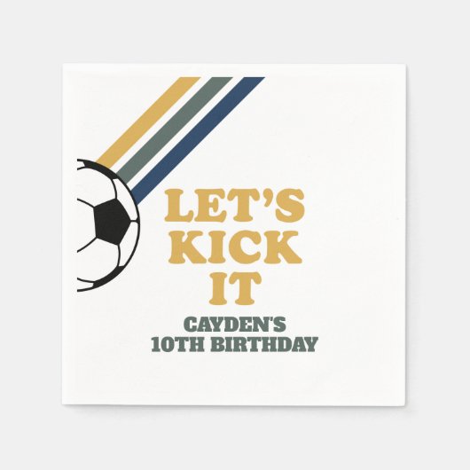 Retro Soccer Birthday Napkins Serviette (Vorderseite)