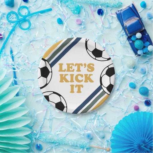 Retro Soccer Birthday Pappteller (Party)