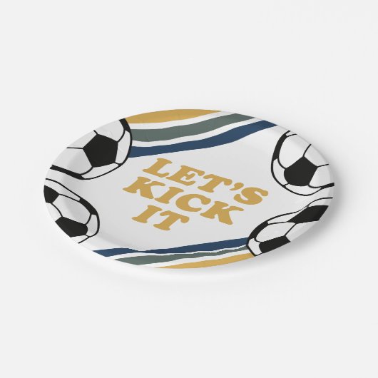 Retro Soccer Birthday Pappteller (Schrägansicht)