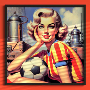 Retro Soccer Button Up Poster