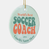 Retro Soccer Coach Personalisiert Keramik Ornament (Rechts)