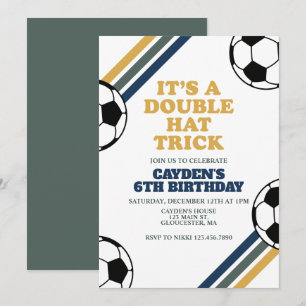 Retro Soccer Doppel-Hattrick 6. Geburtstag Einladung