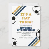 Retro Soccer Hat Trick 3. Geburtstag Einladung (Vorderseite)