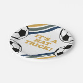 Retro Soccer Hat Trick 3. Geburtstag Pappteller (Schrägansicht)