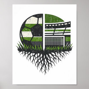 Retro Soccer Ll Stadion Natur Design  Poster