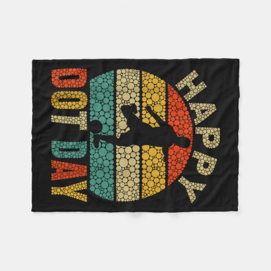 Retro Soccer Player Polka Dot Art Student Happy Do Fleecedecke (Vorderseite (Horizontal))