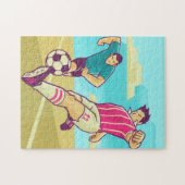 Retro Soccer Players Illustration Field Ball Sport Puzzle (Horizontal)