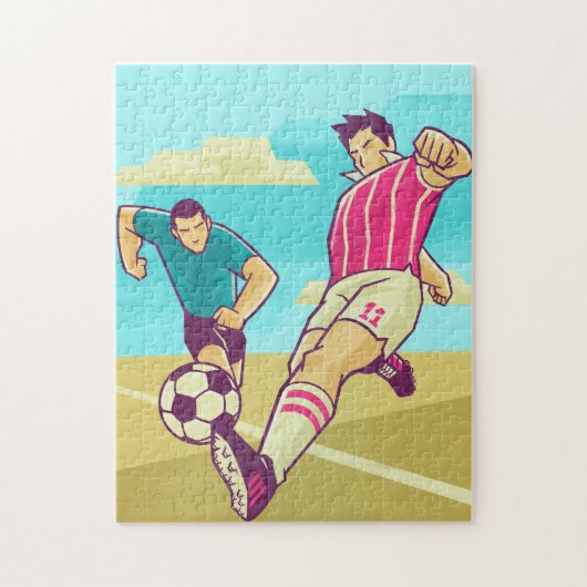 Retro Soccer Players Illustration Field Ball Sport Puzzle (Vertikal)