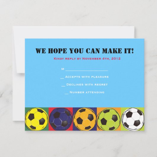 Retro SOCCER Themed Bar Bat Mitzvah Reply Card RSVP Karte (Vorderseite)