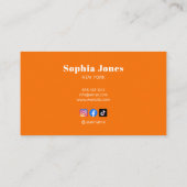 Retro Social Media Minimalist Orange Visitenkarte (Rückseite)