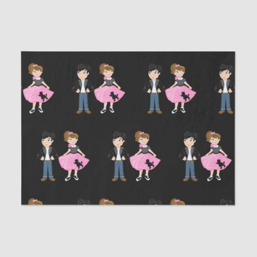 Retro Sock Hop Geburtstagsparty Seidenpapier (Vorderseite)