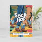 Retro Sock Hop Party Einladung (Stehend Vorderseite)