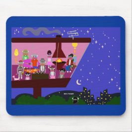Retro Sock Monkey Party Life Cartoon Mousepad
