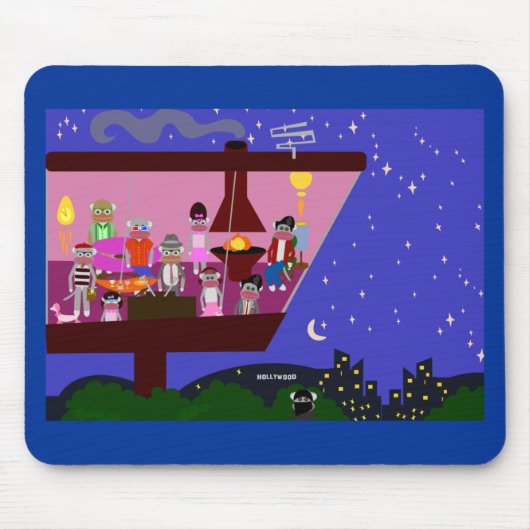 Retro Sock Monkey Party Life Cartoon Mousepad (Vorne)
