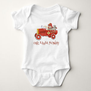 Retro Sock Monkey w Fire Motor Baby Boy Geschenke Strampler