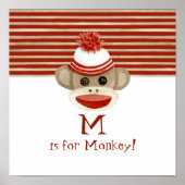 Retro Sock Monkey w Strumpf Cap Baby Geschenke Poster (Vorne)