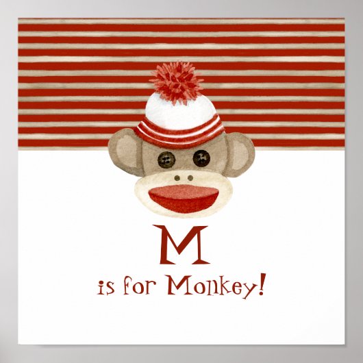 Retro Sock Monkey w Strumpf Cap Baby Geschenke Poster (Vorne)