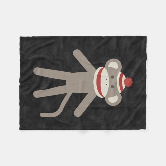 Retro Socken-Affe Fleecedecke (Vorderseite (Horizontal))