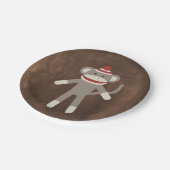 Retro Socken-Affe Pappteller (Schrägansicht)