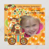Retro Socken Affen Foto Geburtstag Einladung (Vorne/Hinten)
