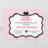 Retro Socken-Hopfenpudel-Rock-Geburtstag Einladung (Vorne/Hinten)