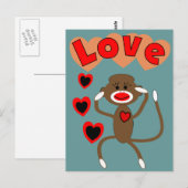 Retro-Sockenaffe LOVE Postkarte (Vorne/Hinten)