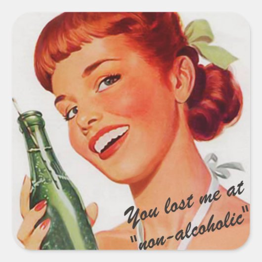 Retro Soda Ad Joke Quadratischer Aufkleber (Vorderseite)