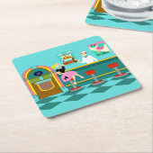 Retro Soda-Brunnen-Papier-Untersetzer Rechteckiger Pappuntersetzer (angewinkelt)