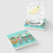 Retro Soda-Brunnen-Stein-Untersetzer Steinuntersetzer (Seitenansicht)