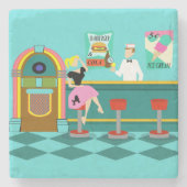 Retro Soda-Brunnen-Stein-Untersetzer Steinuntersetzer (Vorderseite)