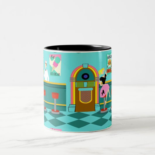 Retro Soda-Brunnen-Tasse Zweifarbige Tasse (Mittel)