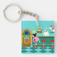 Retro Soda Fountain Acrylic Schlüsselanhänger