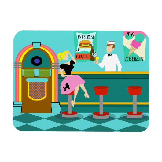 Retro Soda Fountain Flexible Magnet (Horizontal)