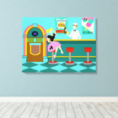 Retro Soda Fountain Stretched Canvas Print Leinwanddruck (Insitu (Holzboden))