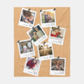 Retro Sofort Foto Collage Cork Board 8 Bild Fleecedecke (Vorderseite)