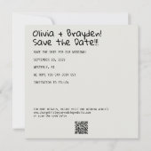 Retro Sofortbildkamera B&W Foto QR Code Save The Date (Rückseite)