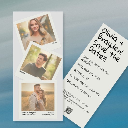 Retro Sofortkamera 3 Foto QR Save the Date