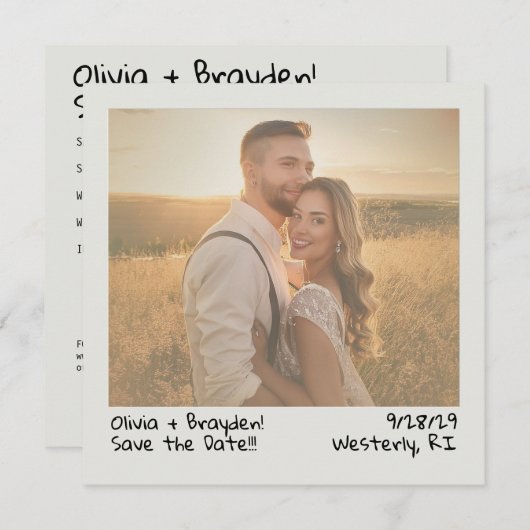 Retro Sofortkamera-Foto Save the Date mit QR (Vorne/Hinten)