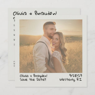 Retro Sofortkamera-Foto Save the Date mit QR