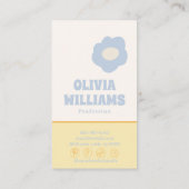 Retro Soft Boho Groovy Checkered Floral Unique 70s Visitenkarte (Rückseite)