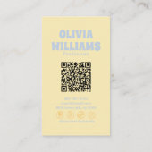 Retro Soft Farbiger QR Code Boho Groovy Floral Visitenkarte (Rückseite)
