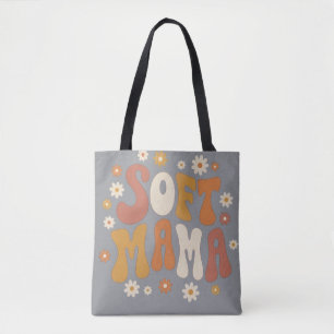 Retro Soft Mama Daisy Florale Groovy Typografie Bo Tasche