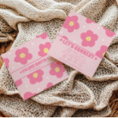 Retro Soft Pink Groovy Floral Trendy Girly Boho Quadratische Visitenkarte